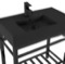 Modern Matte Black Ceramic Console Sink and Matte Black Base, 32